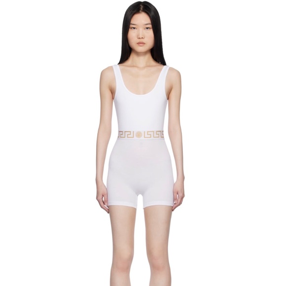 VERSACE UNDERWEAR White Greca Border Jumpsuit - Picture 1 of 1